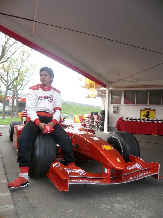 Wira with a Ferrari racing car